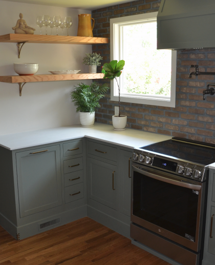 stove with custom made cabinets and drawers made by renovacraft