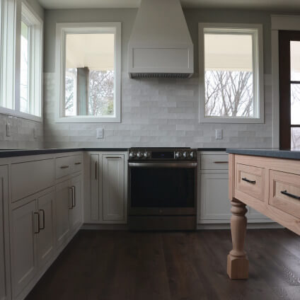 kitchen remodeling with custom white cabinets by Renovacraft